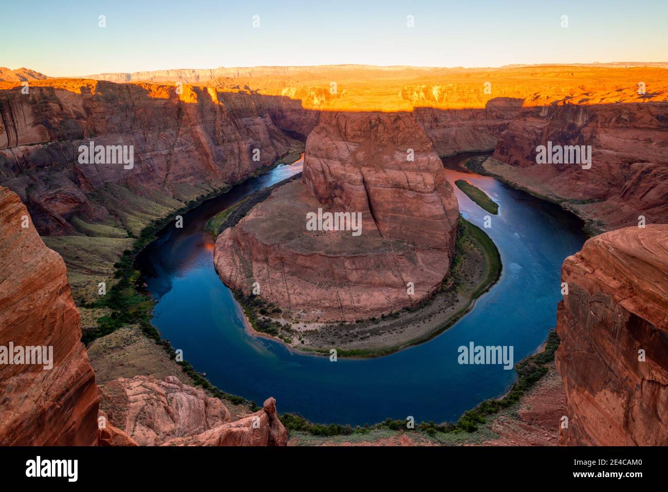 Horse Shoe Bend at sunset at Page, Arizona, America, USA Stock Photo