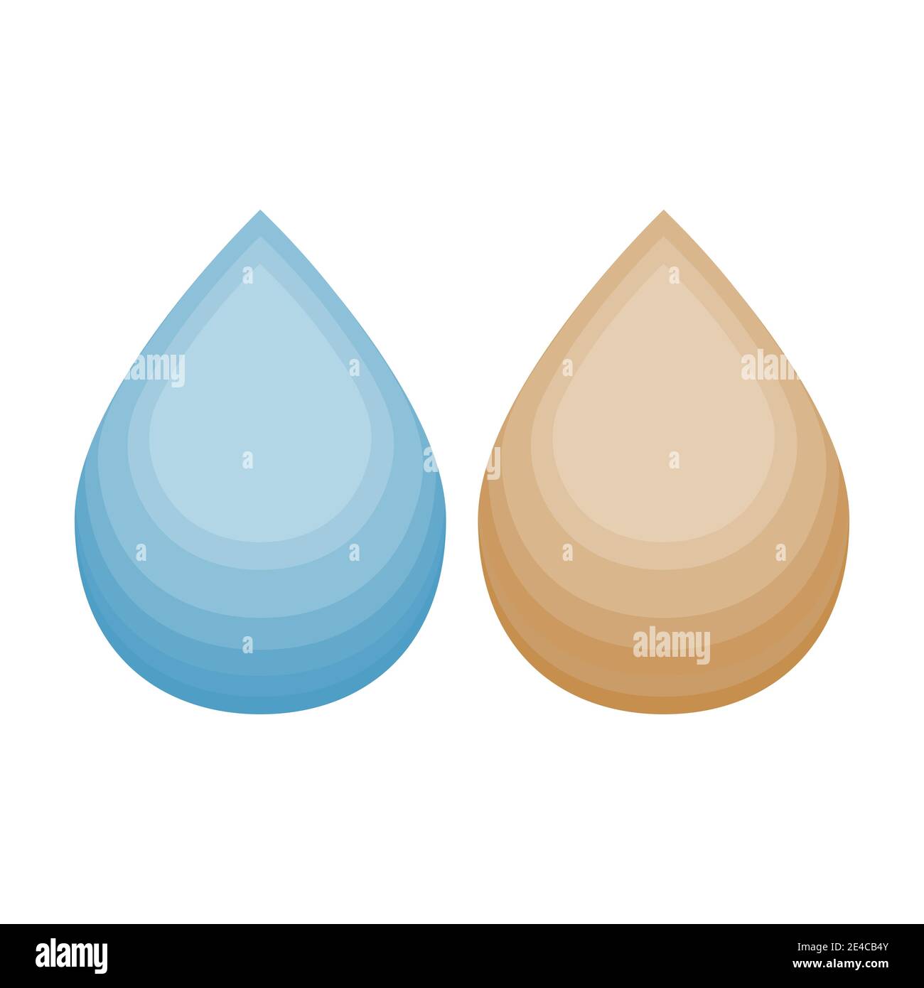 Clean and dirty water drop isolated on white background. Filtration system concept. Health care. Vector illustration Stock Vector