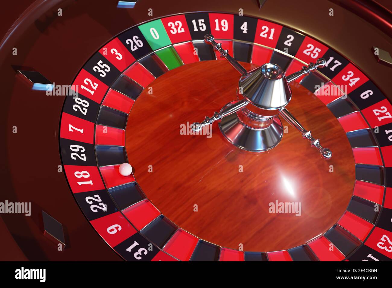 Top view of a casino roulette wheel. Selective focus. Stock Photo