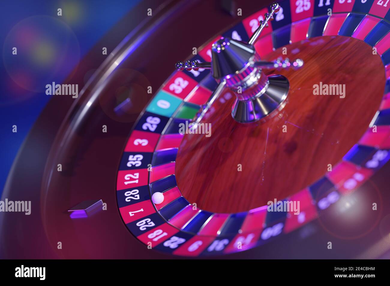 Top view of a casino roulette wheel. Selective focus. Stock Photo