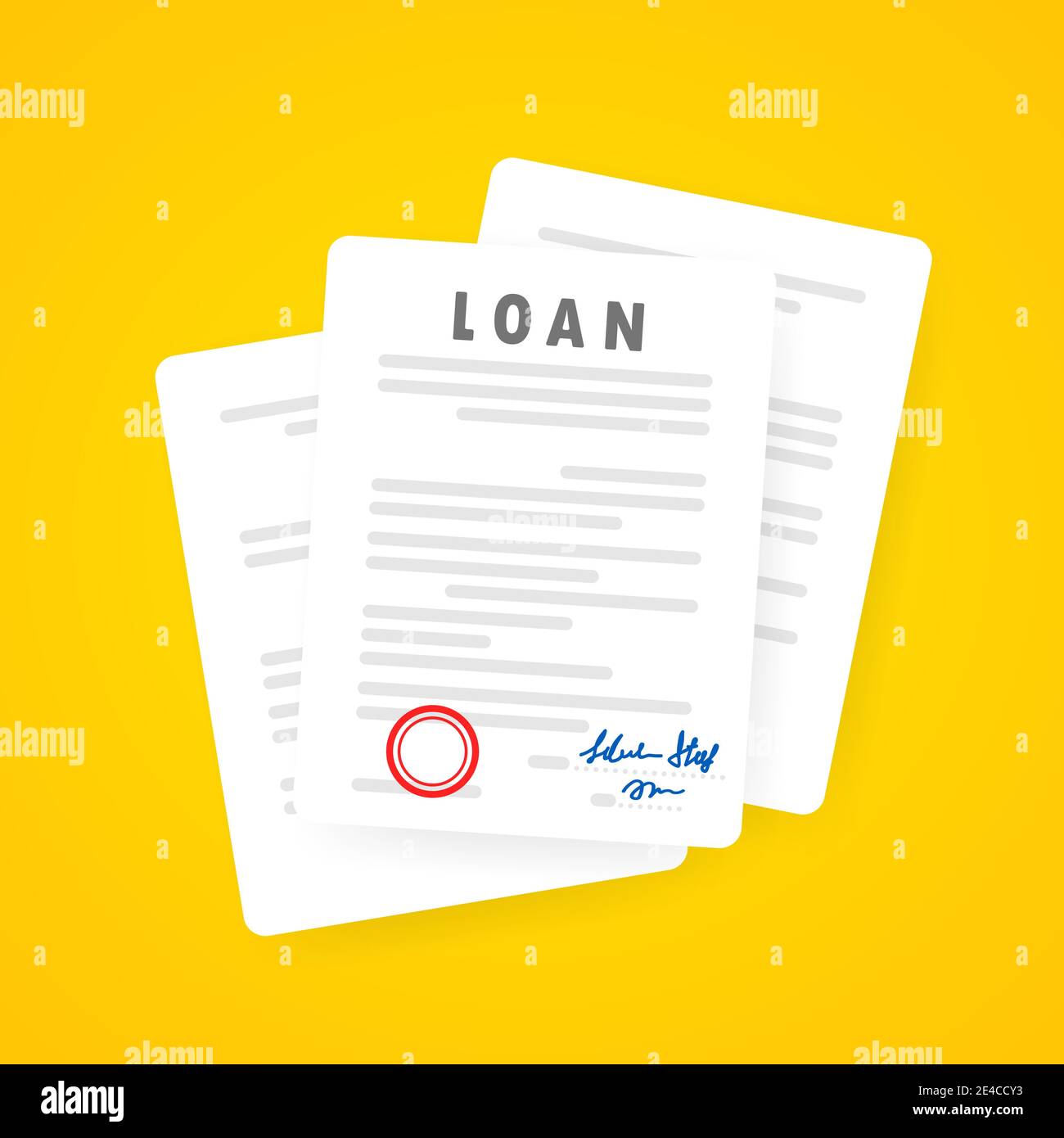 Loan agreement document. Signed contractual document with an approved stamp. Commercial real estate deal. Stock Vector