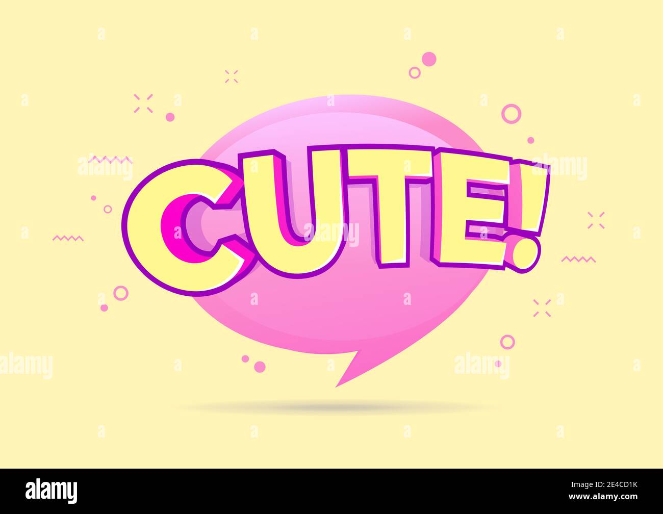 Cute 3d text message on balloon message bubble. Stock Vector