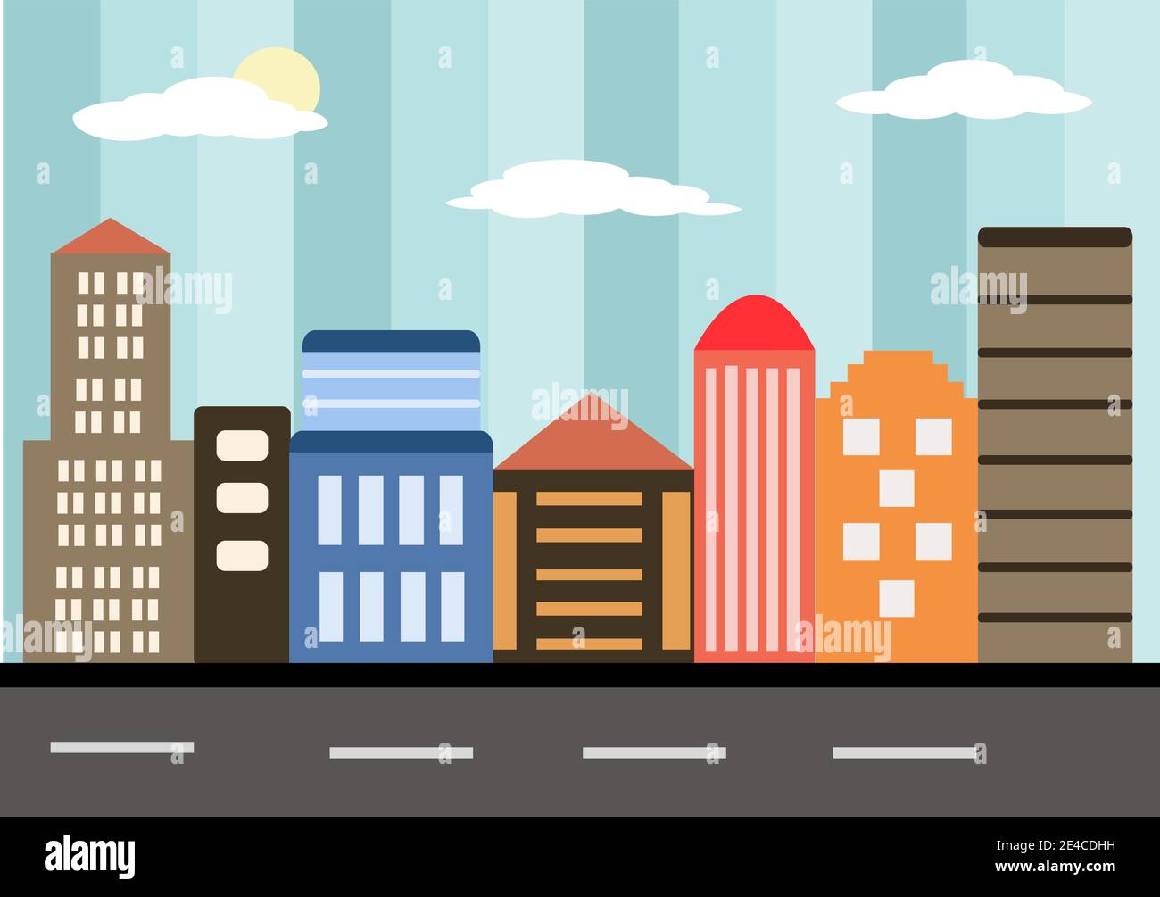 City Landscape Buildings And Architecture Silhouette Vector Background Collage Set Illustration In Simple Geometric Flat Style Design Stock Vector Image Art Alamy