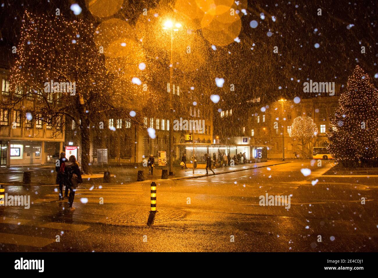 Pre-Christmas Solothurn with snowfall Stock Photo