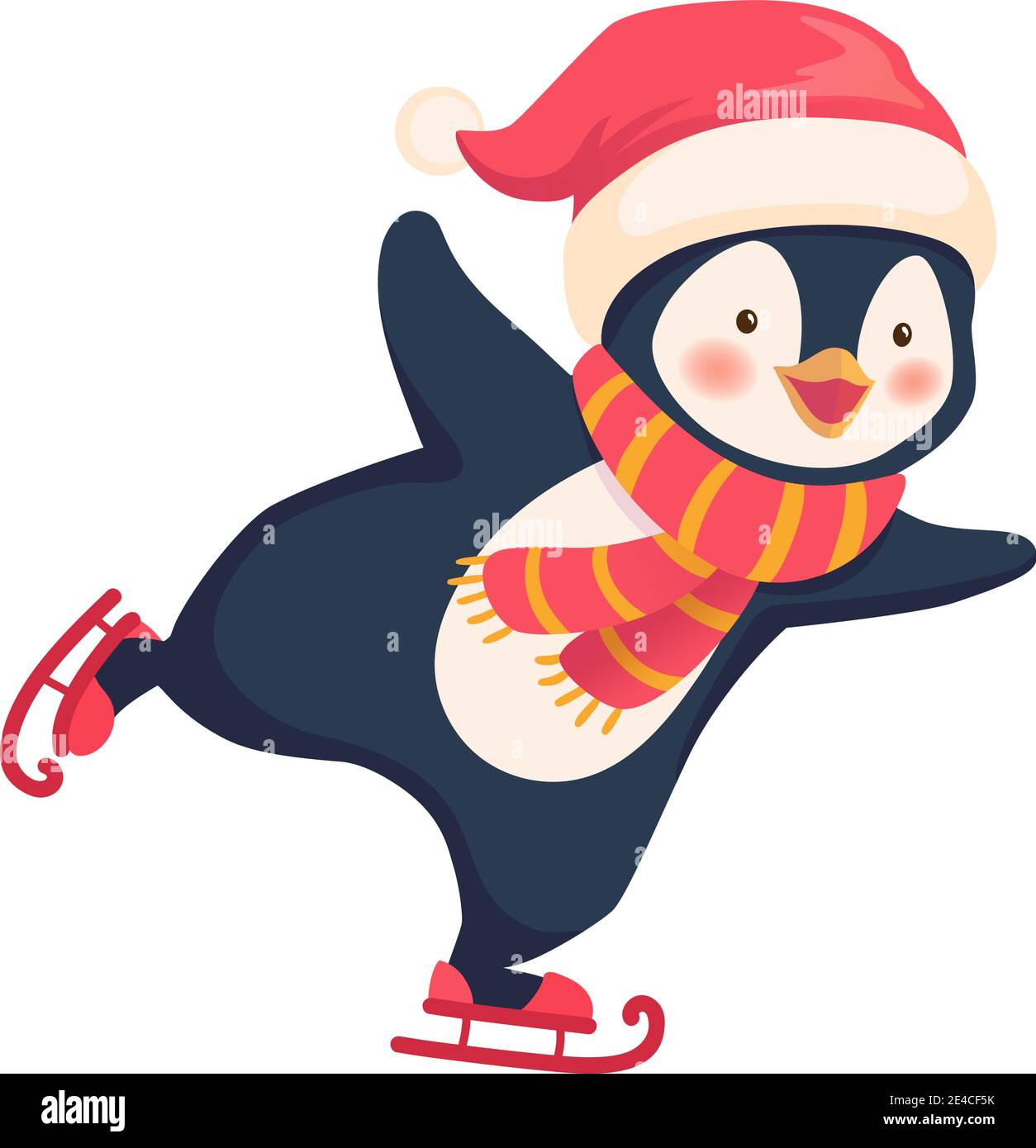 Penguin ice skating isolated. Sport and leisure concept illustration