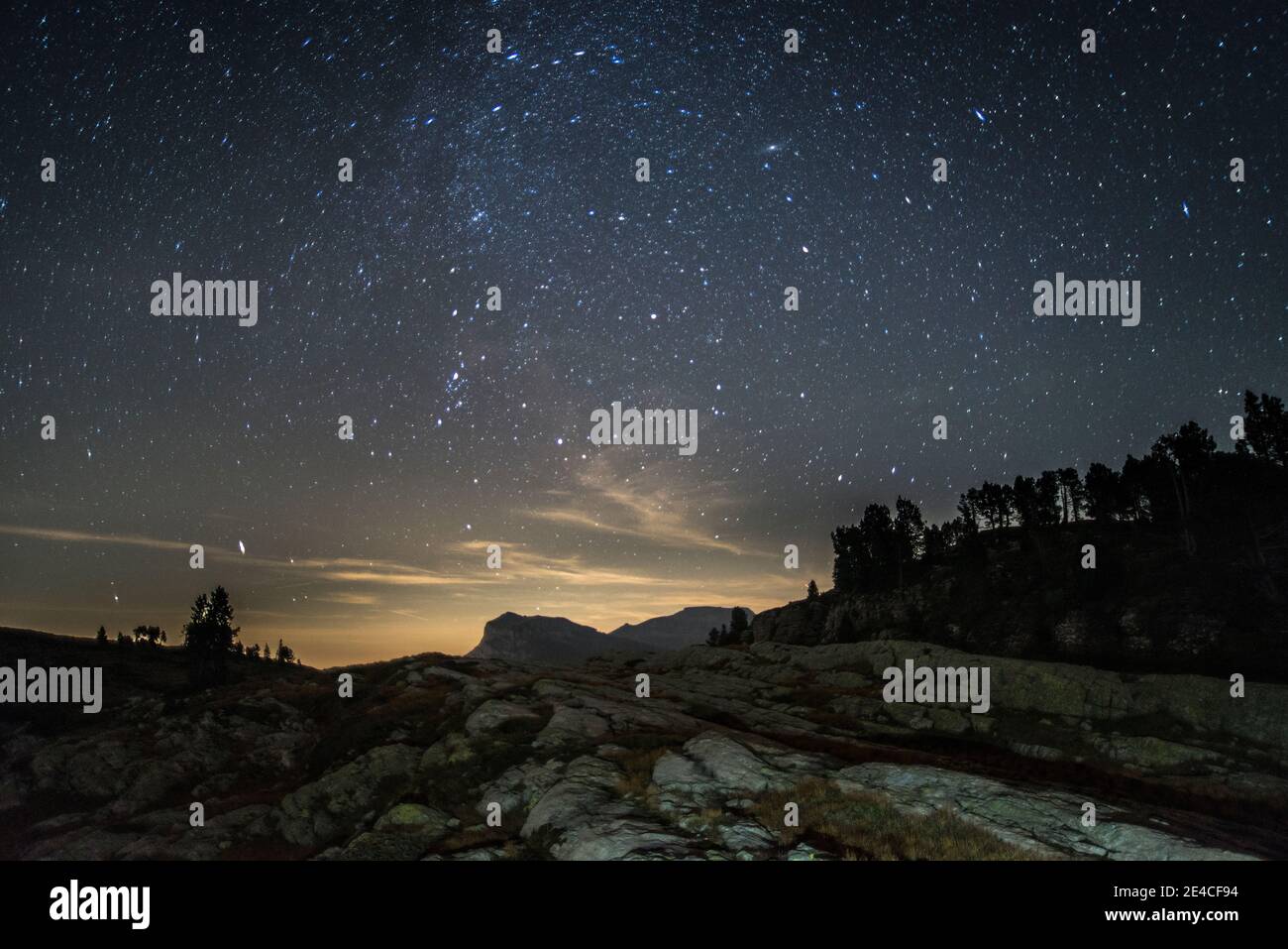 Starry sky over the pre-Alps Stock Photo