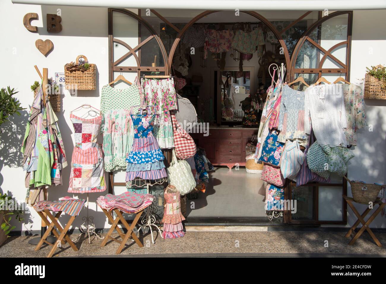 Souvenir shop, fabric items Stock Photo Alamy