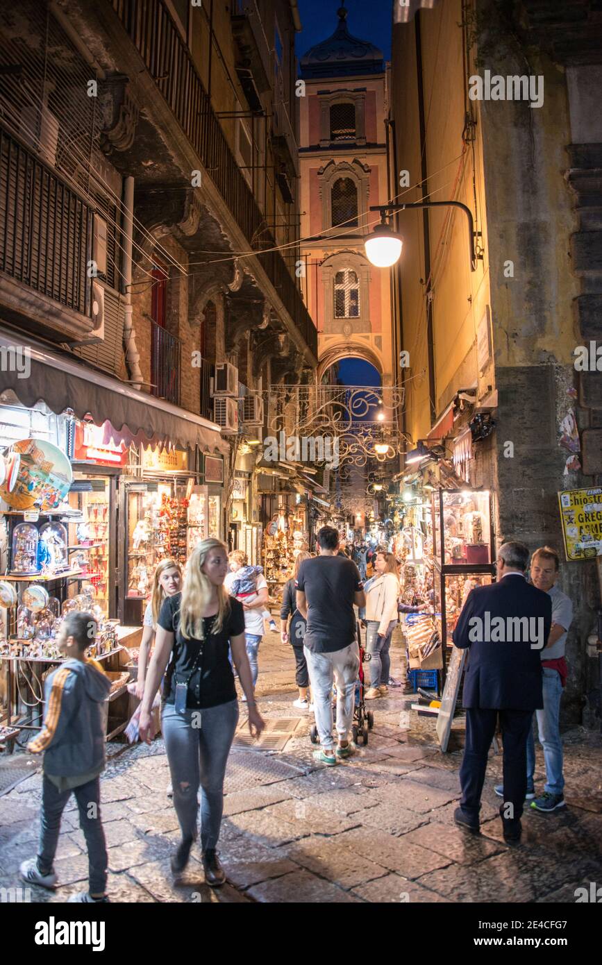 Night, tourist market in Naples Stock Photo
