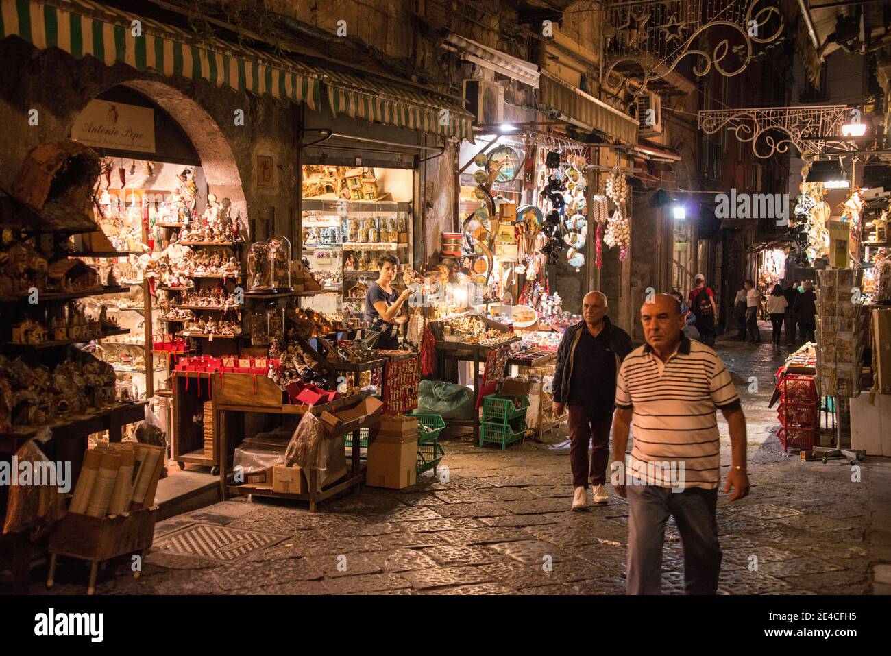 Night, tourist market in Naples Stock Photo