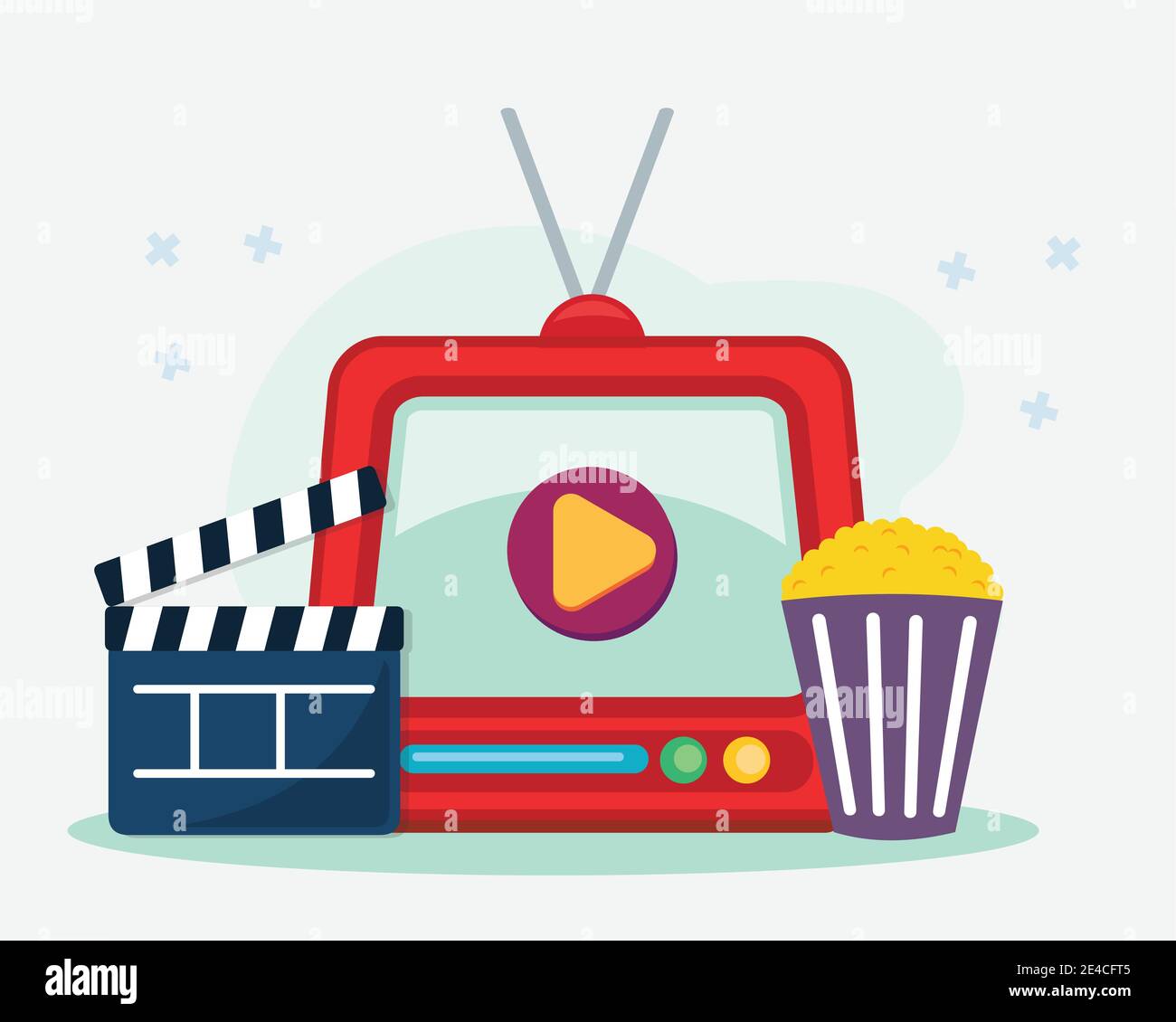 watching movie concept vector illustration in flat style Stock Vector