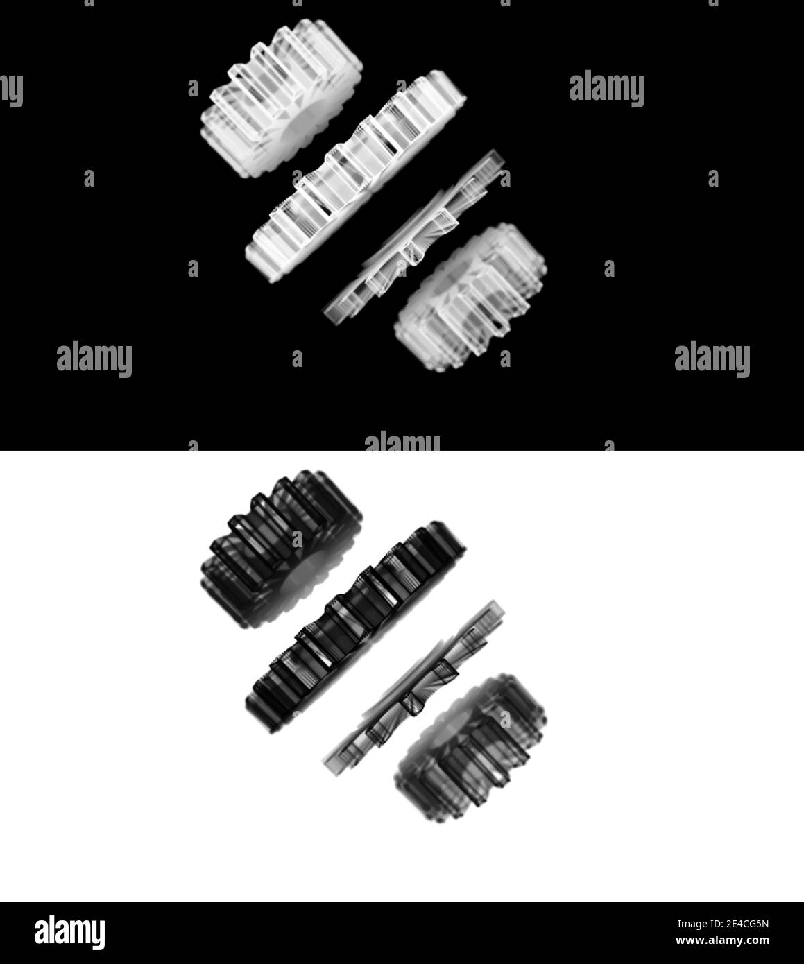 3D Rendering outline set of gear, wireframe a group of gear, for ...