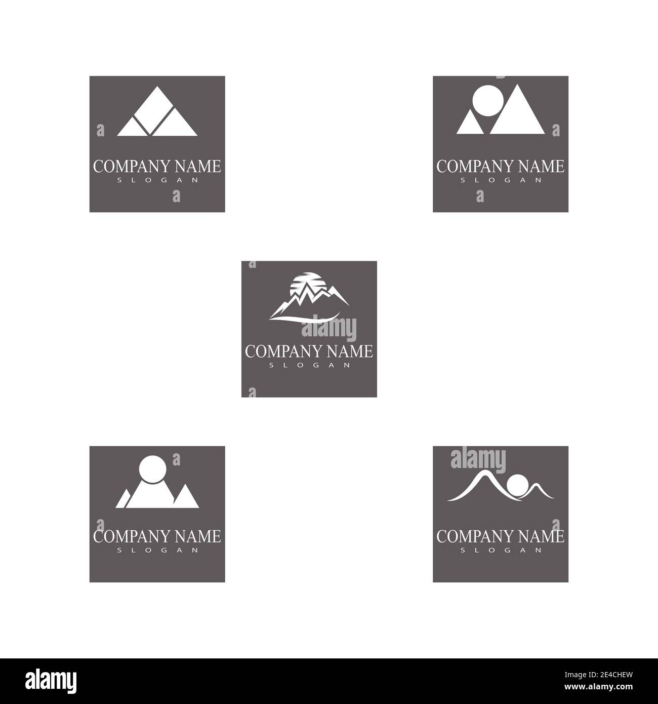 Set Mountain icon Logo Template Vector illustration design Stock Vector