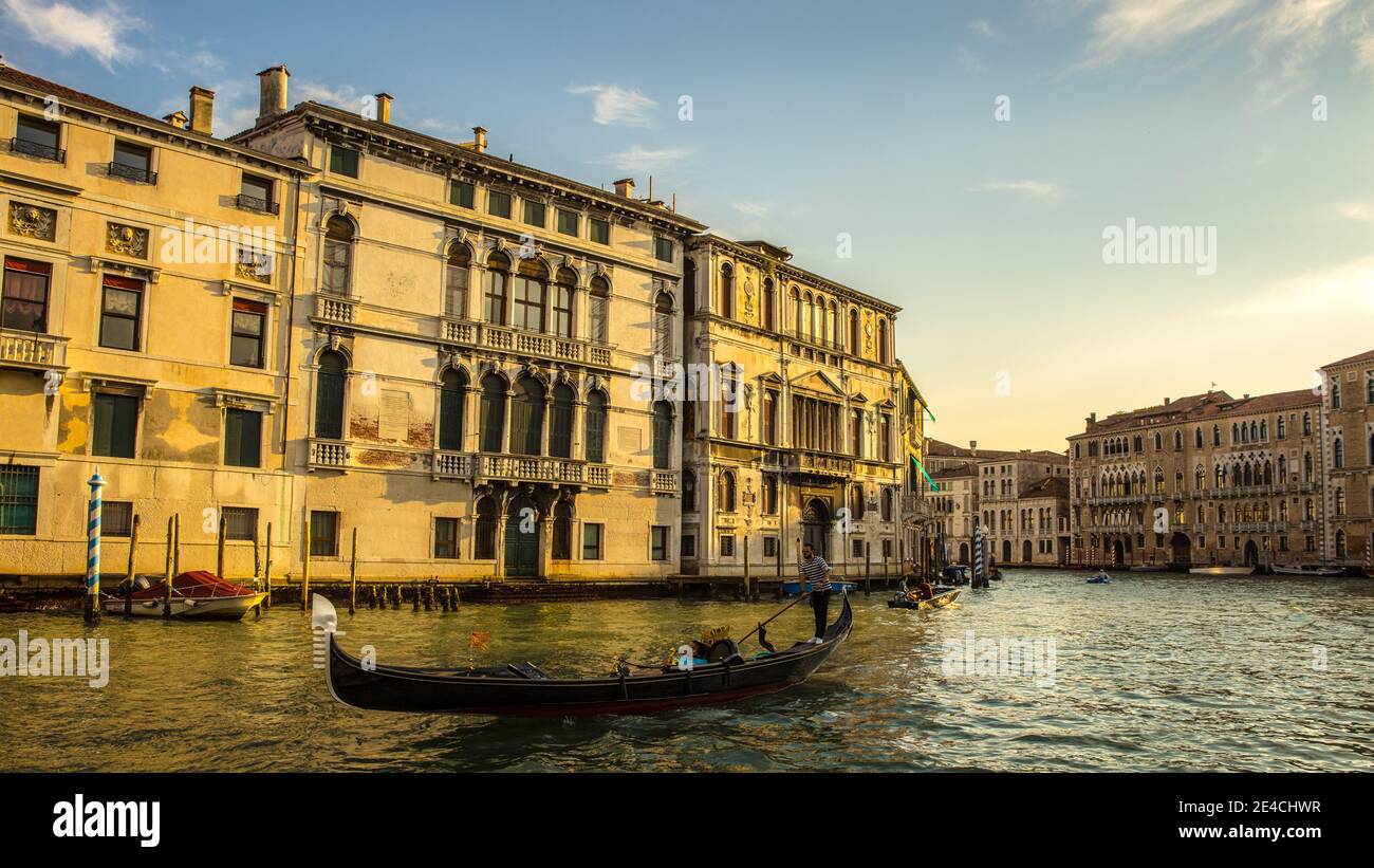 Venice during Corona times without tourists, the empty Grand Canal Stock Photo