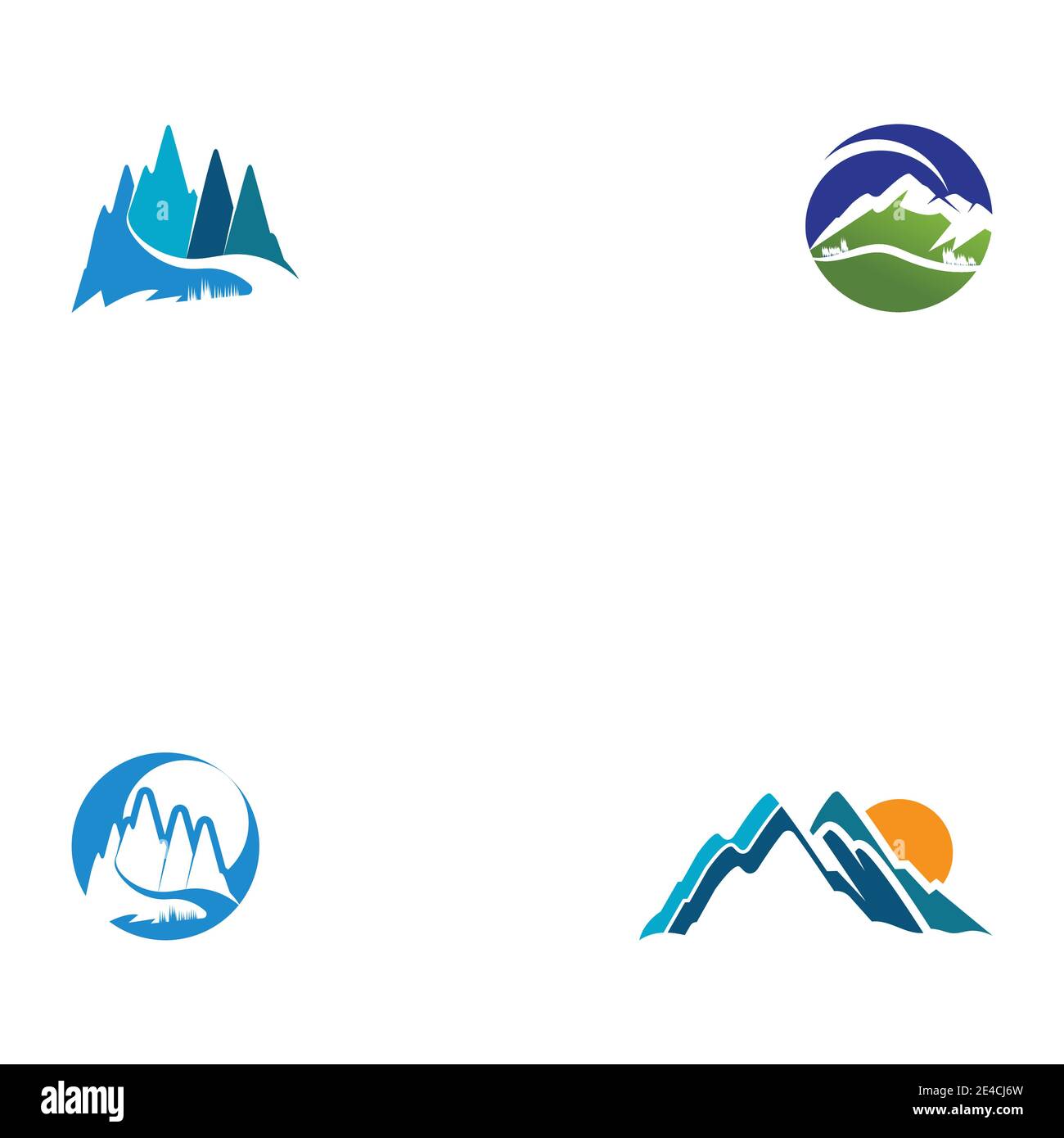 Set Mountain icon Logo Template Vector illustration design Stock Vector