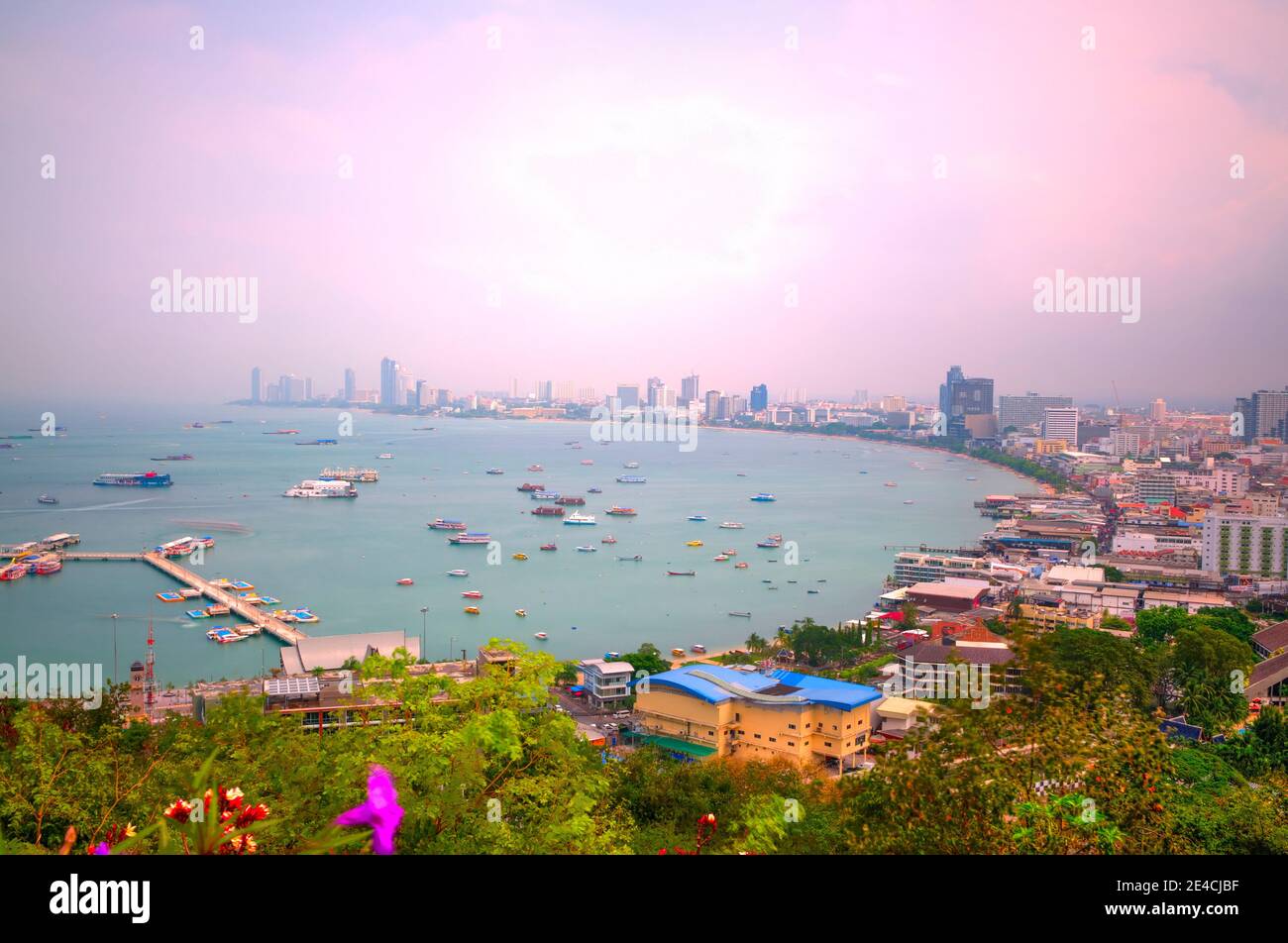 A View of Pattaya Beach at Daytime (long time exposure) Stock Photo