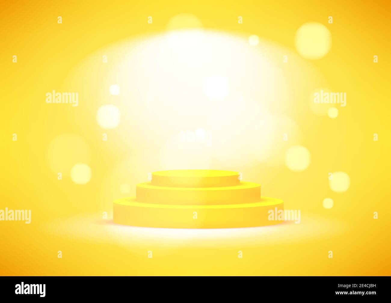 Empty podium studio yellow background for product display with copy