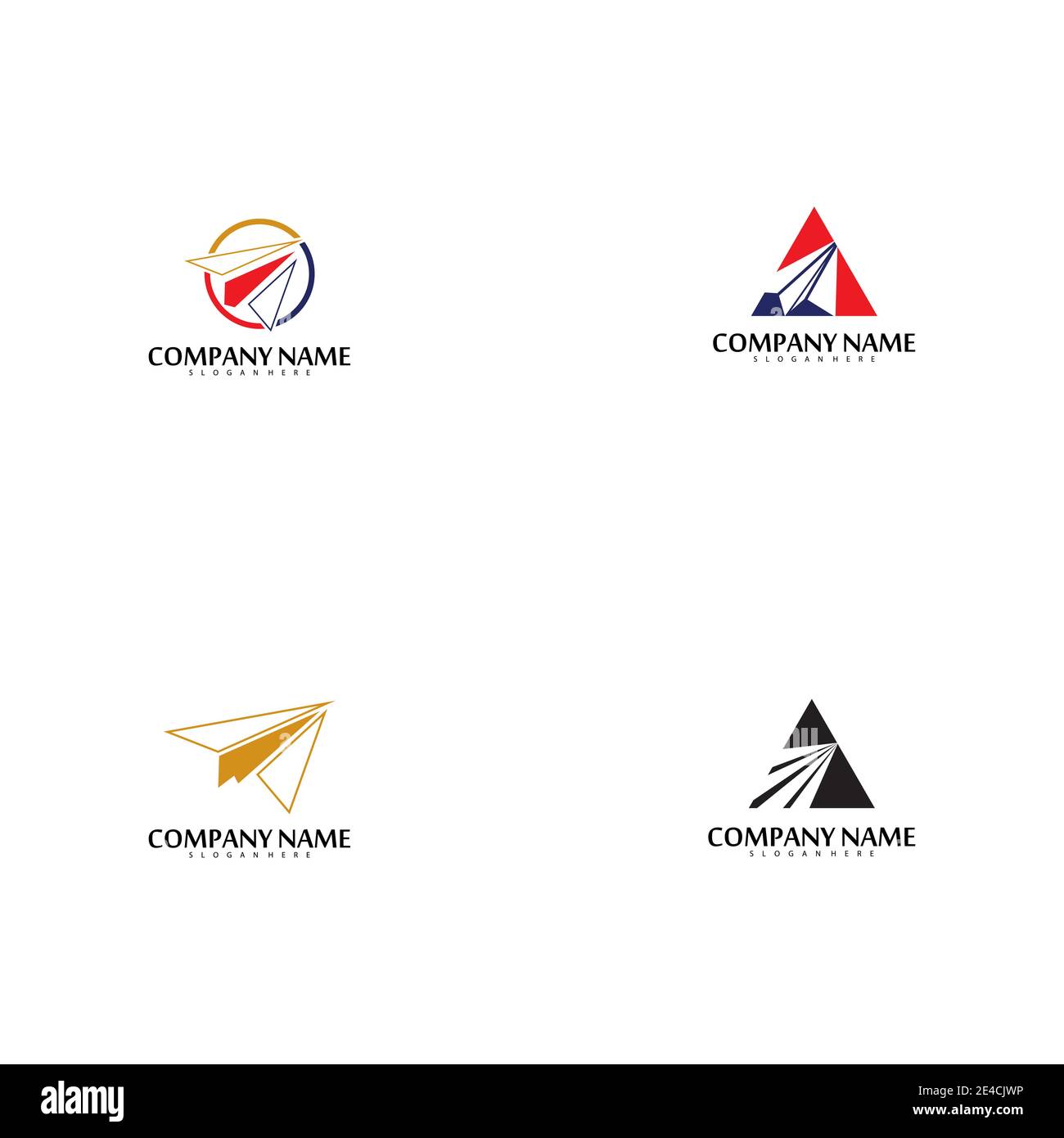 Set Paper plane logo vector illustration template Stock Vector
