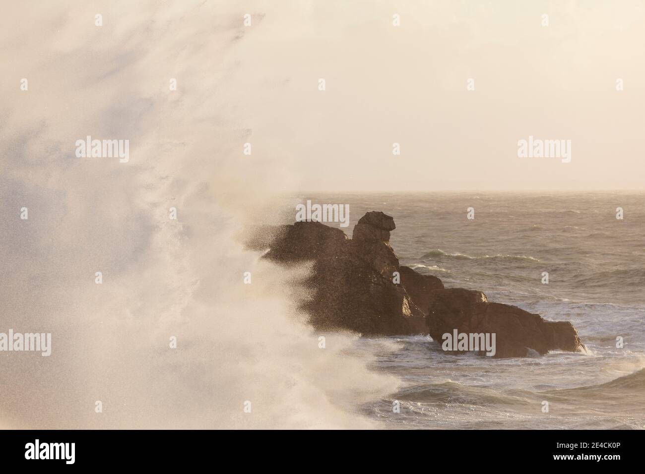 Waves and storm on the Quiberon Peninsula Brittany Stock Photo - Alamy