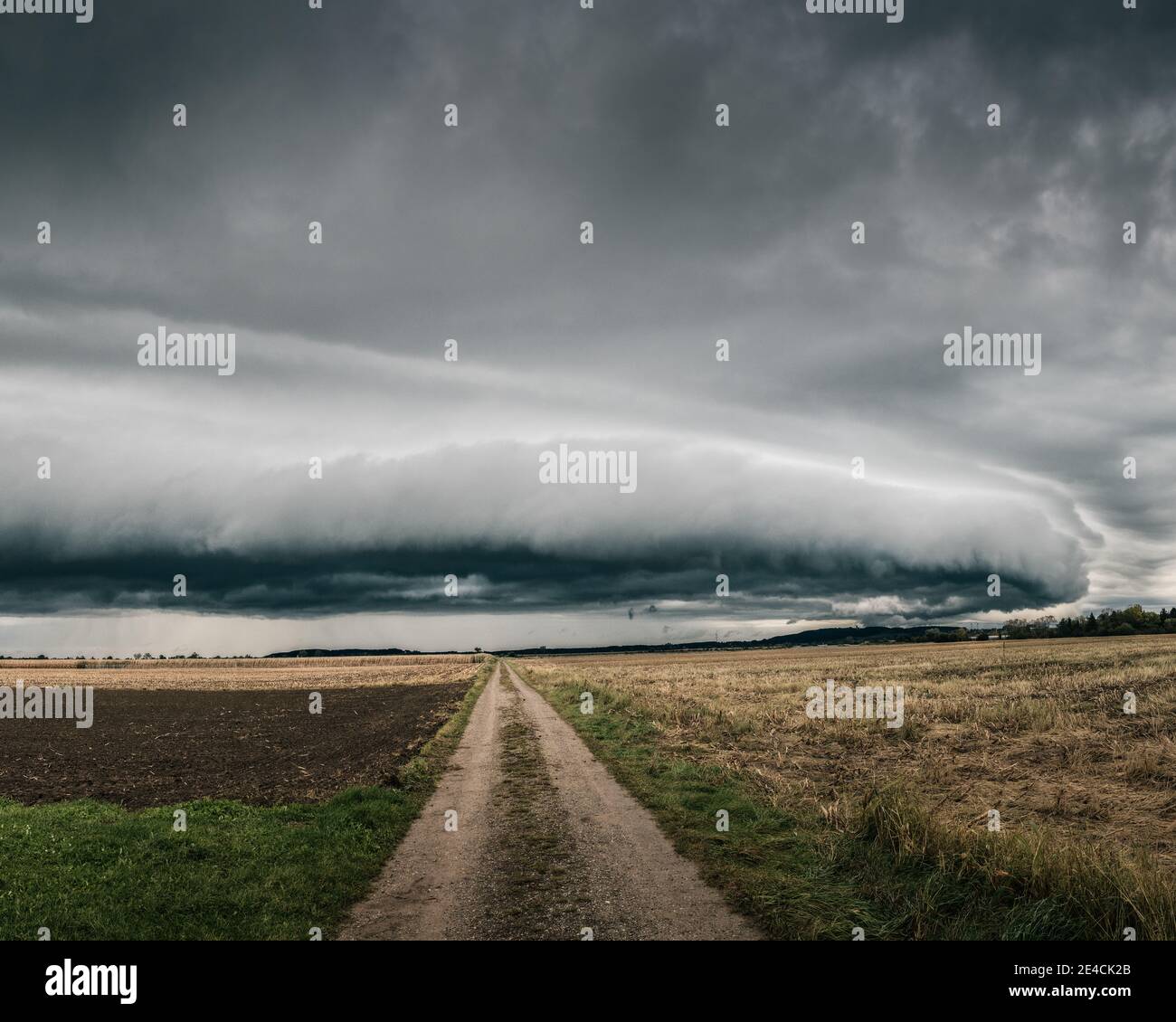 Thunderstorm cell approaching, Allgäu, over Buchloe Stock Photo