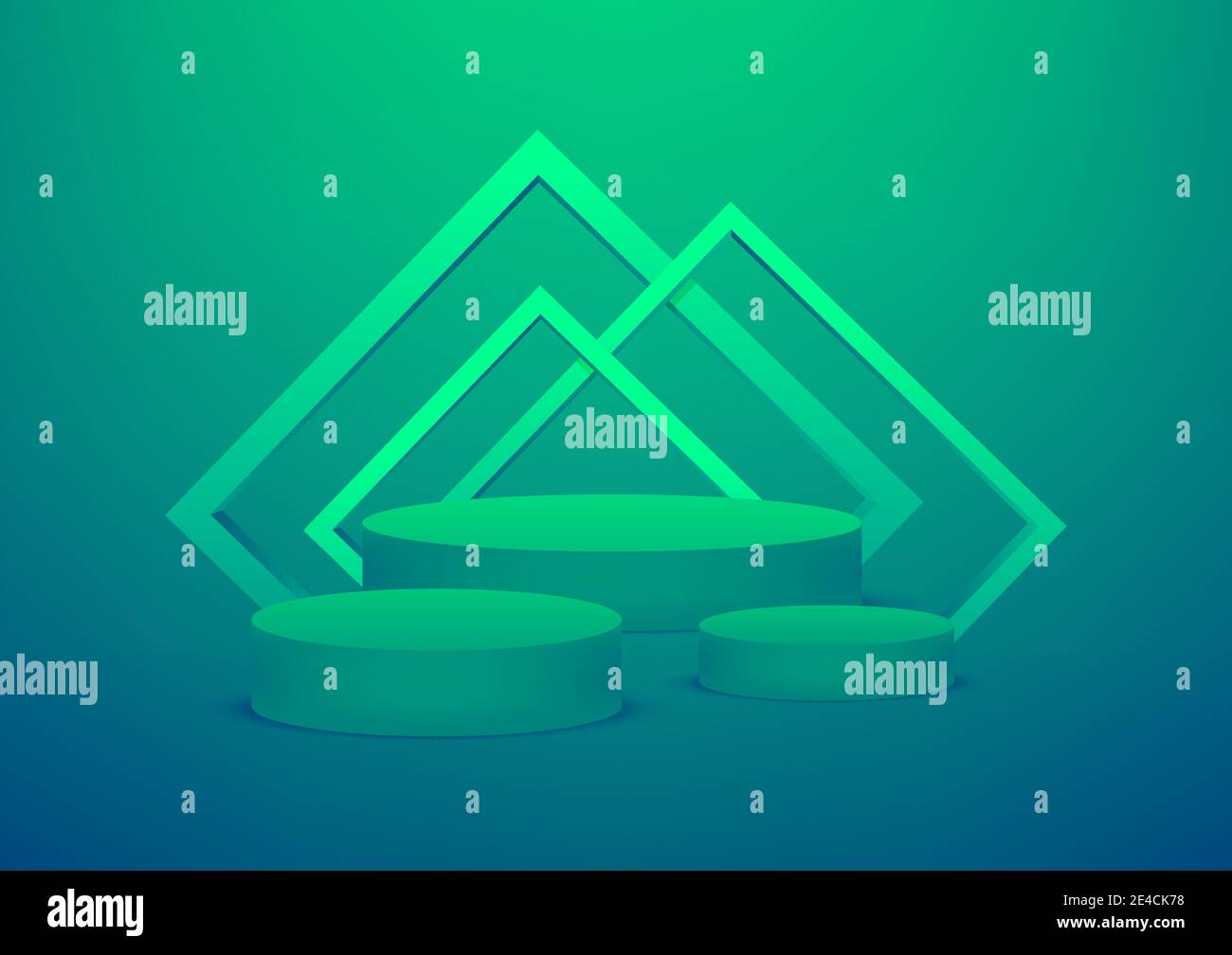 Empty podium studio green background for product display with copy ...