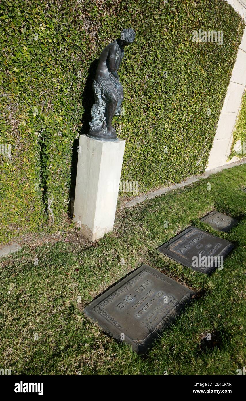 Glendale, California, USA 18th January 2021 A general view of atmosphere of actor Errol Flynn's Grave on January 18, 2021 in Garden of Everlasting Peace in Court of Freedom at Forest Lawn Memorial Park in Glendale, California, USA. Photo by Barry King/Alamy Stock Photo Stock Photo