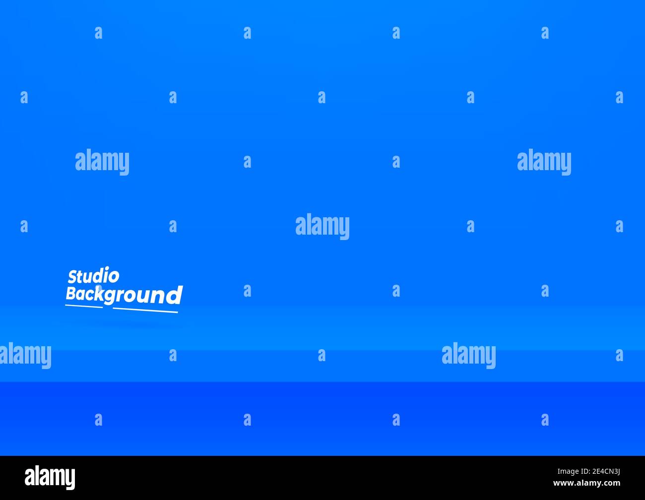 Realistic blue shelf on the studio wall. Empty studio blue background for product display with copy space. Stock Vector