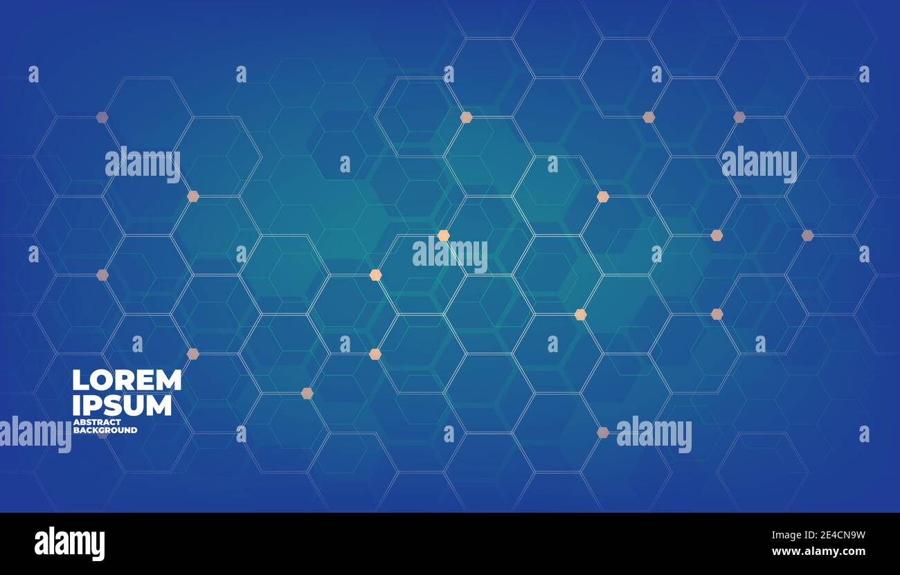 Blue geometric vector hexagons digital technology background. Stock Vector