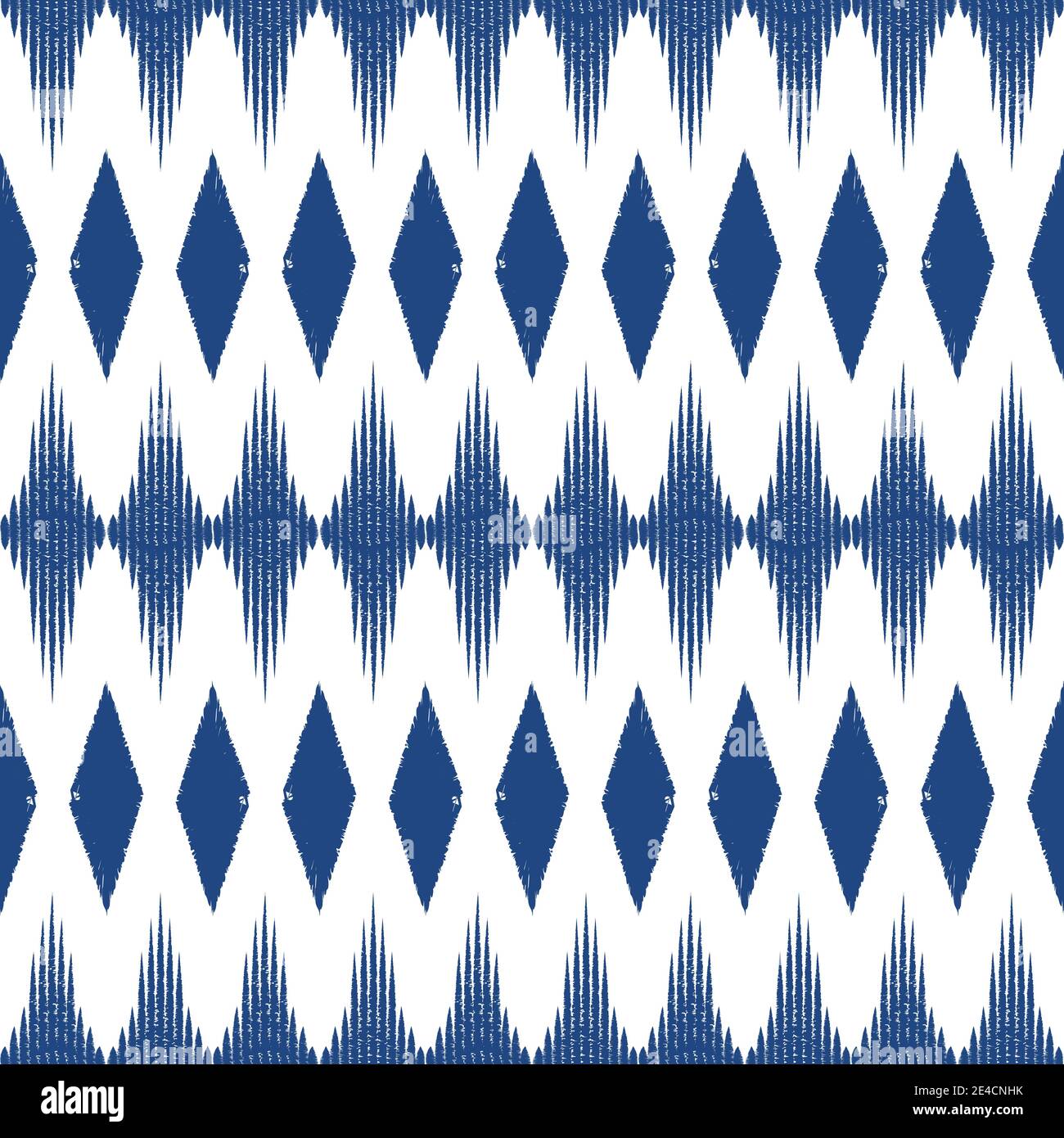 Blue color Ikat seamless pattern  background. Design for wallpaper, carpet, clothing, wrapping, fabric, pillow textile decoration. Stock Vector