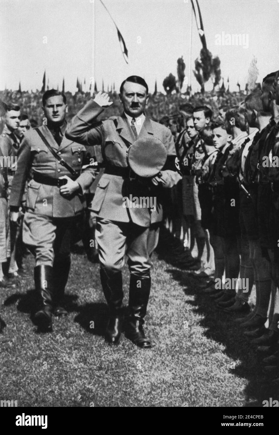 Nazi Party Day 1934-HItler and von Schirach Stock Photo