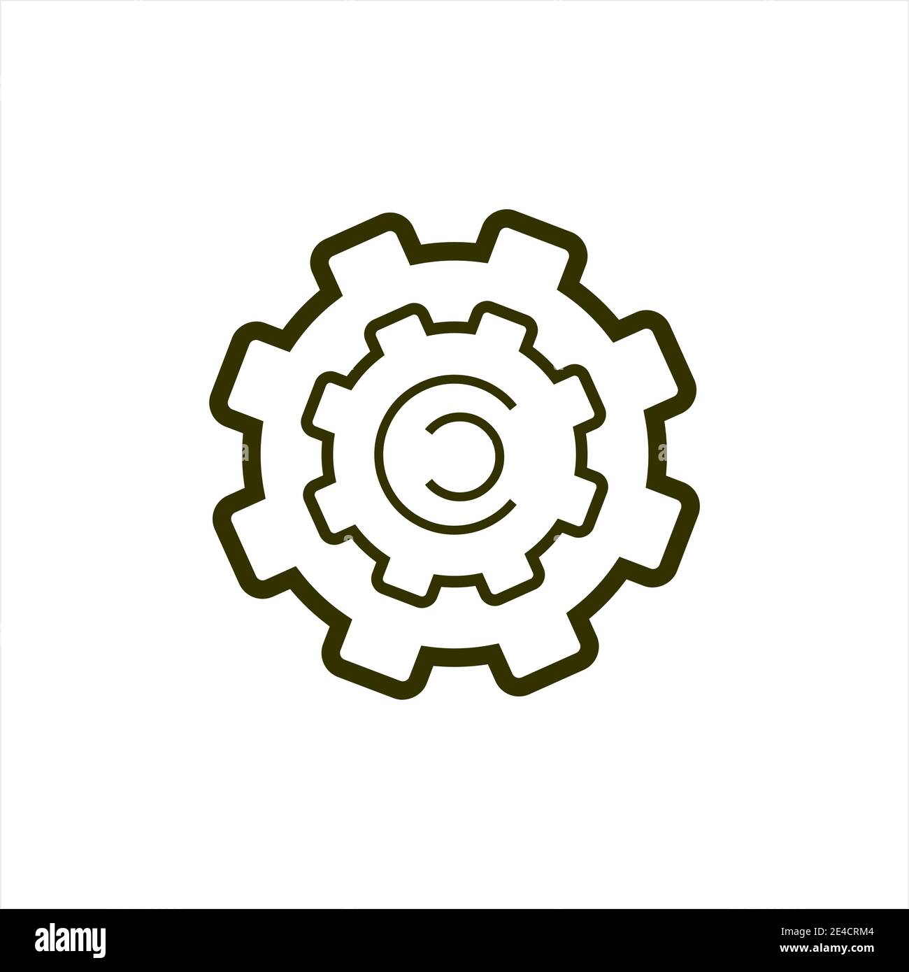 simple gear line art icon on a white background for logo and wallpaper
