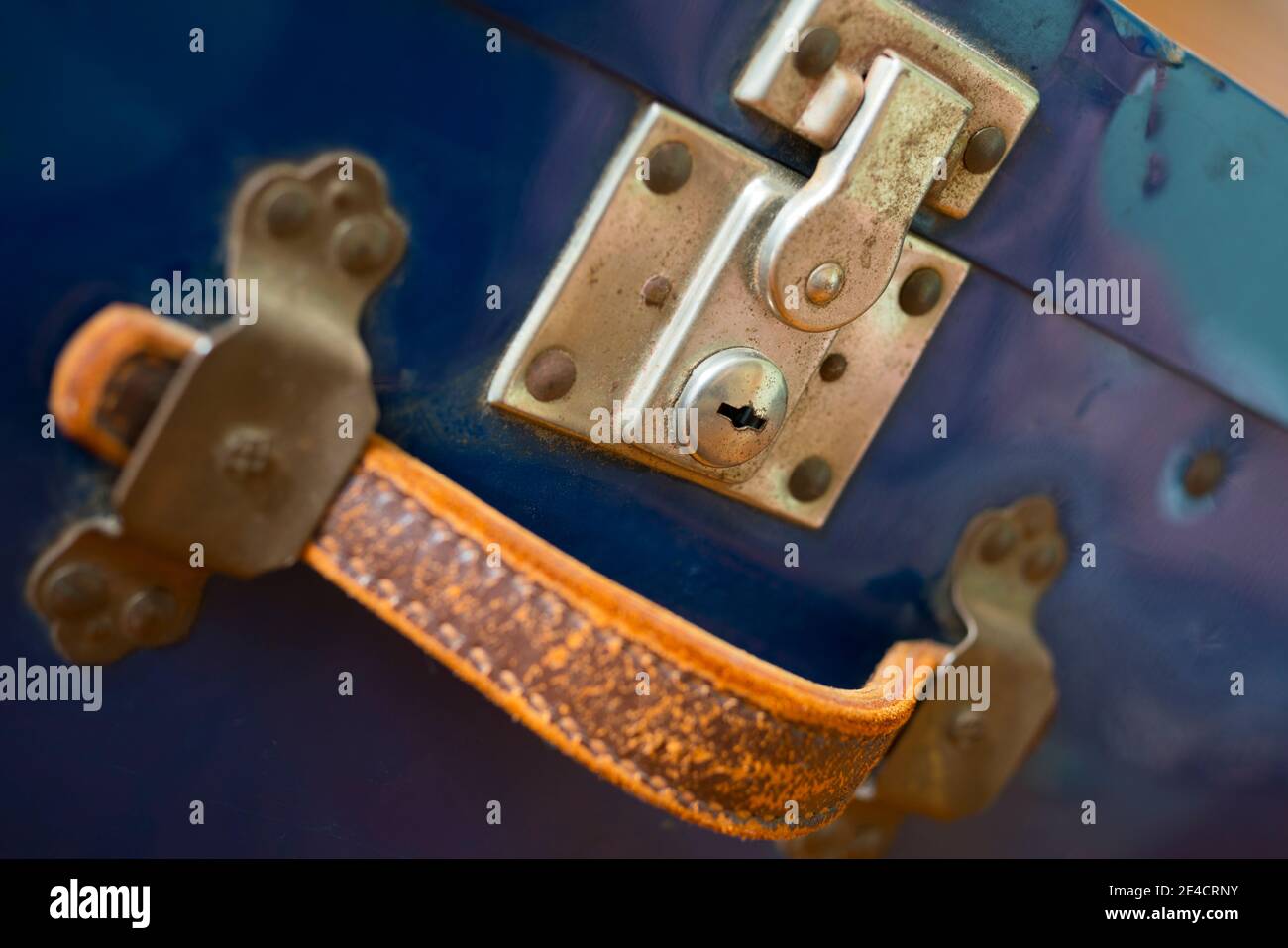 Closeup of a Vintage Suitcase Lock and handle Stock Photo Alamy