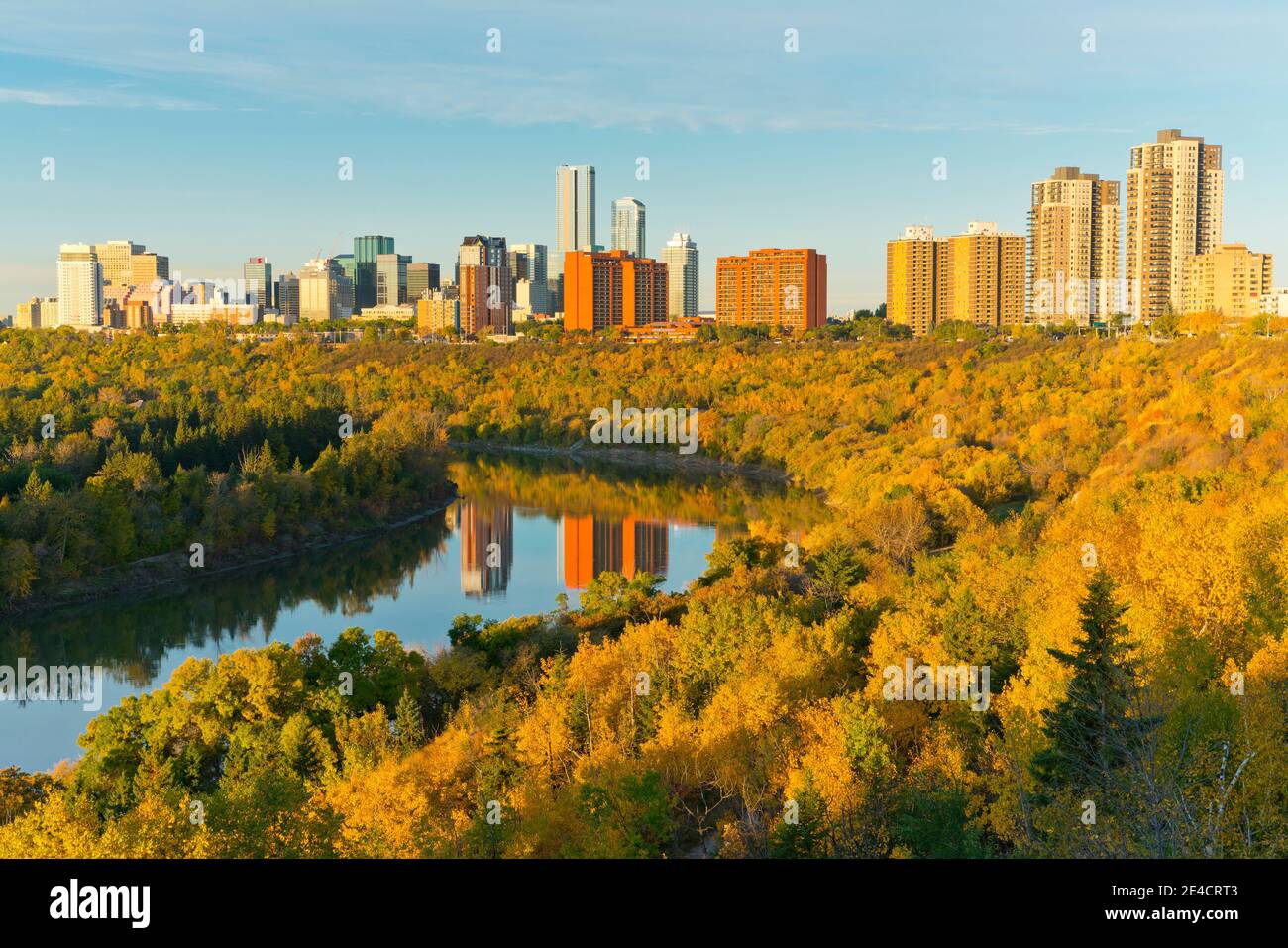Edmonton Skyline and the North Saskatchewan River, Edmonton, Alberta, Canada Stock Photo