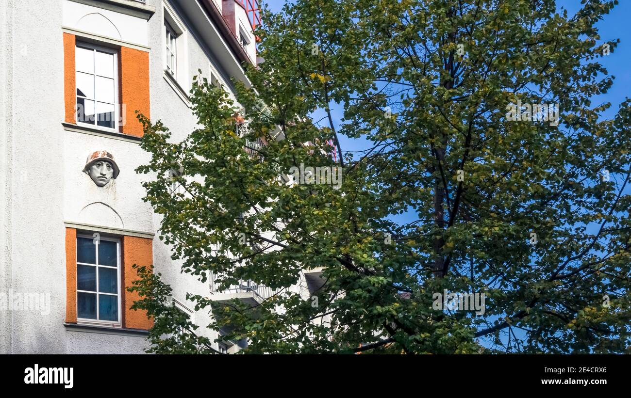 Facade detail of a rental house in Munich Stock Photo