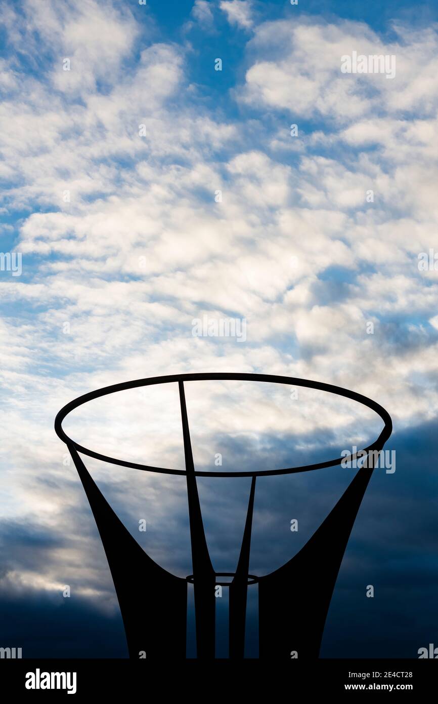 Europe, Baden-Wuerttemberg, Hohenhaslach, Weitblickweg, chalice of hope, art, art object Stock Photo