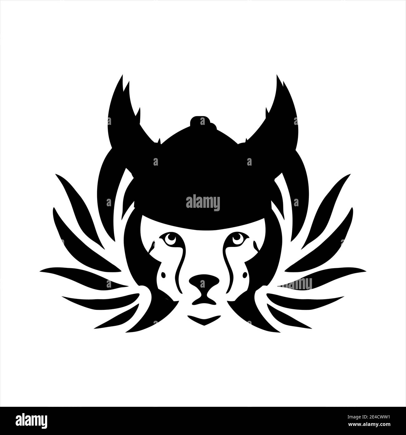 tribal tattoo viking tiger head illustration and vector logo Stock Vector