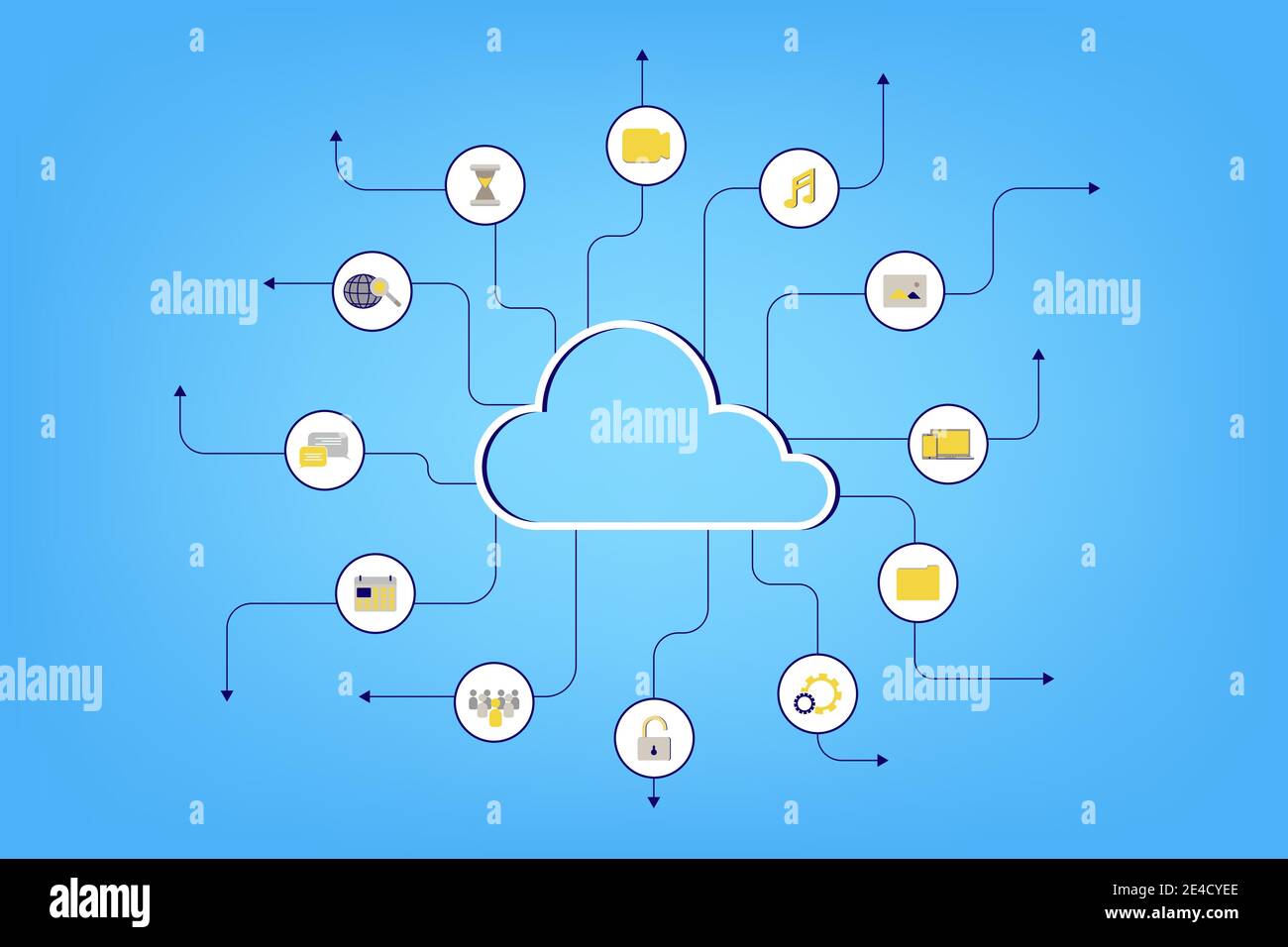 Cloud computing technology with icons on blue background vector illustration Stock Vector