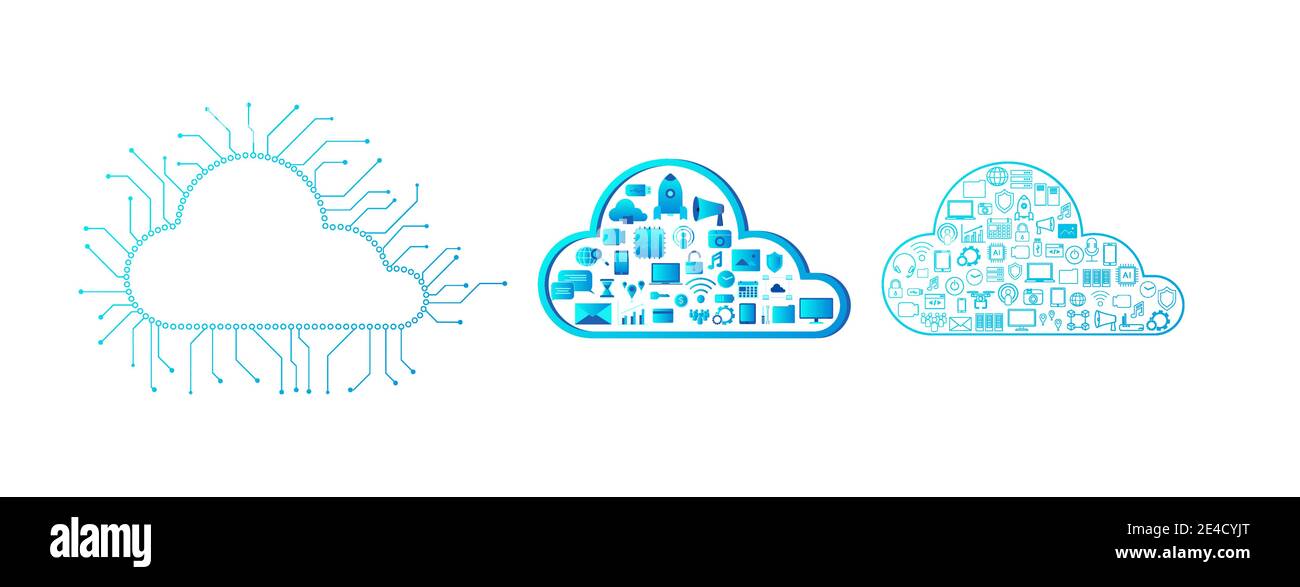 Cloud computing technology with cloud and icons vector illustration Stock Vector