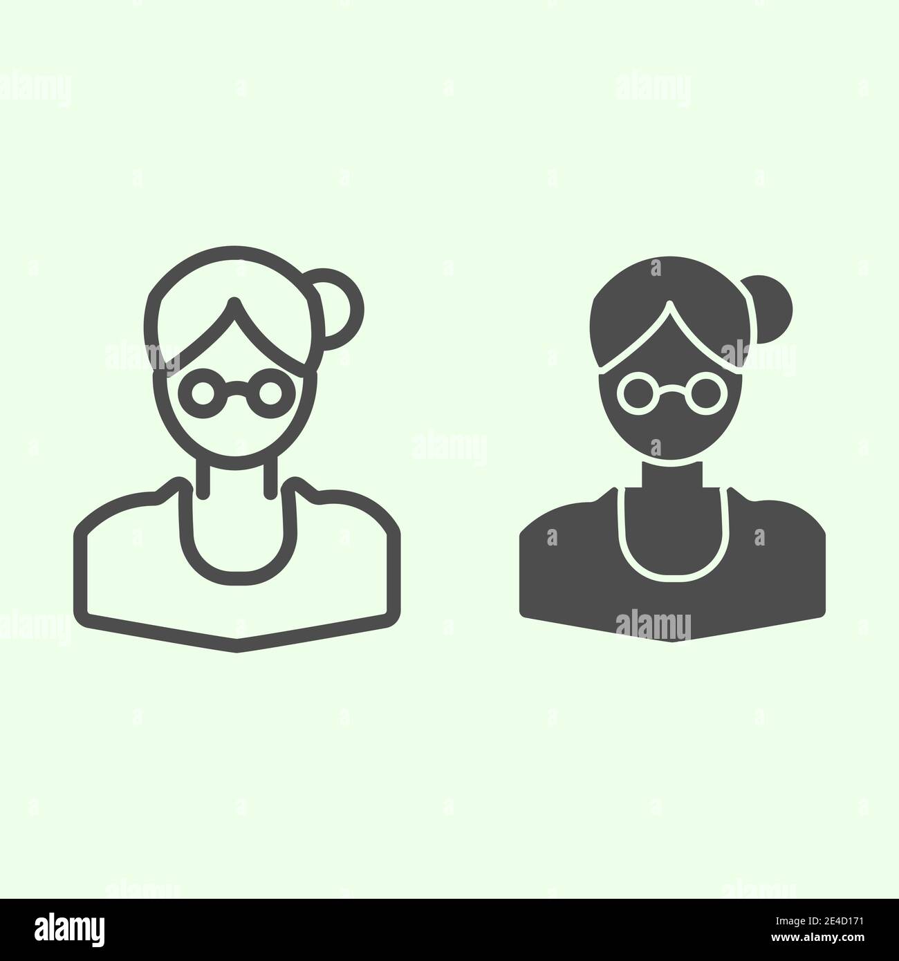 School teacher line and solid icon. Female businesswoman or training ...
