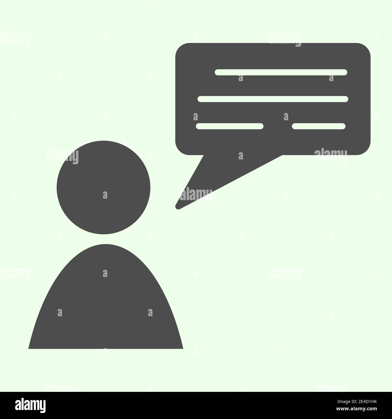 Employee talk solid icon. Business manager with chat message glyph ...