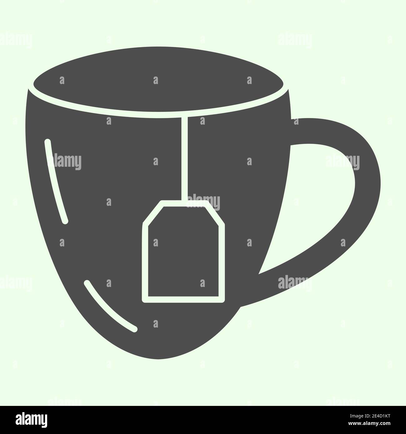 Lunch break solid icon. Cup of tea with tea bag glyph style pictogram ...