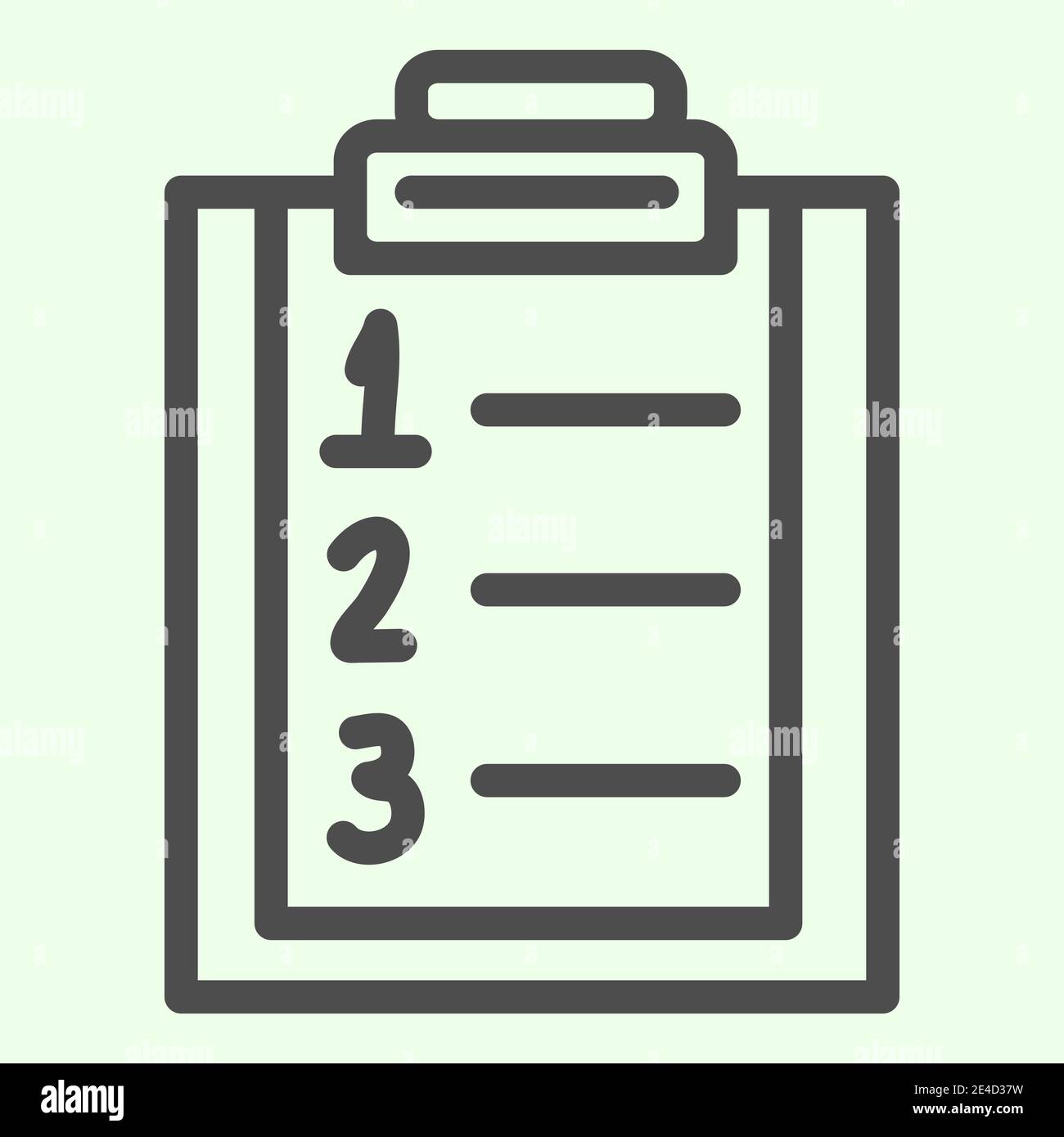 Plan list line icon. Checklist with ranking numbers on clipboard outline style pictogram on white background. Numbered to do plan for mobile concept Stock Vector