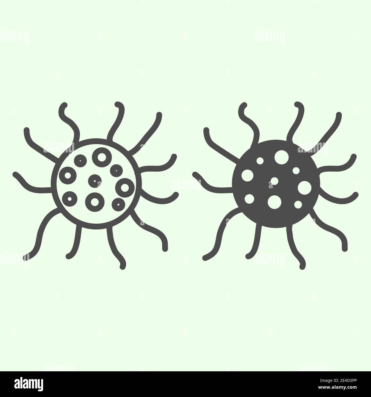 Virus line and solid icon. Biology microbe bacterium and germ outline style pictogram on white background. Science and microbiology signs for mobile Stock Vector