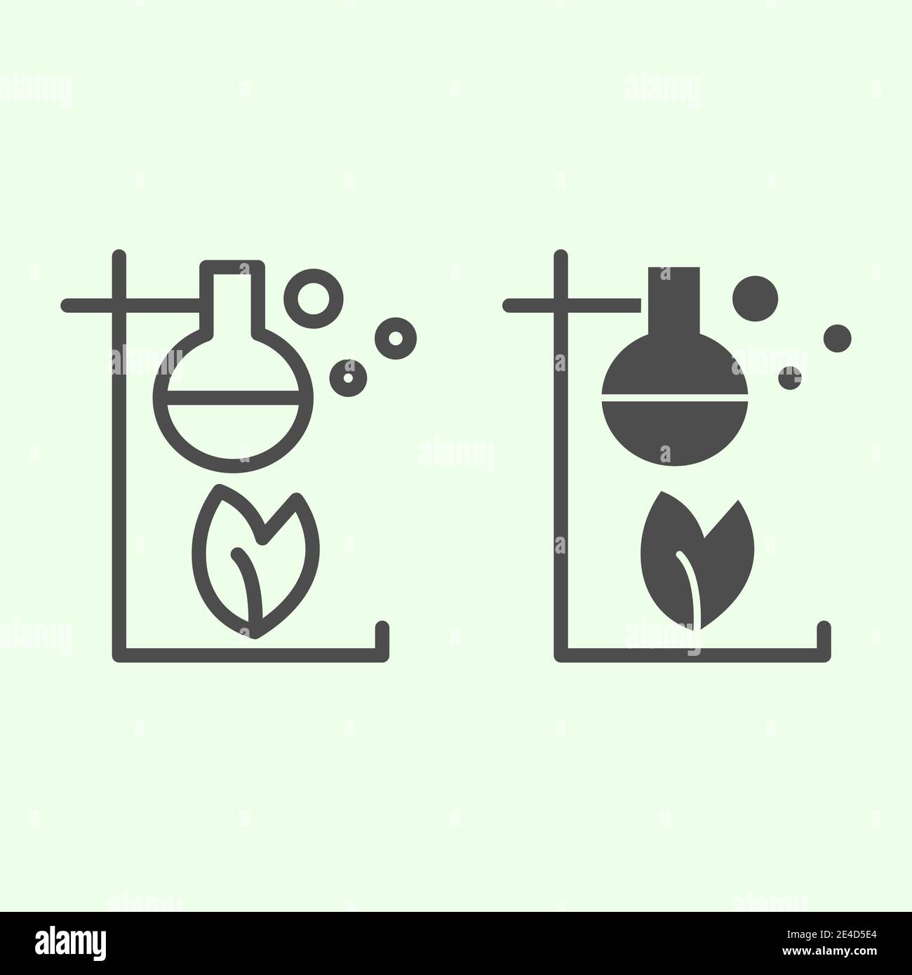 Biology reaction line and solid icon. Environmental lab chemical ...