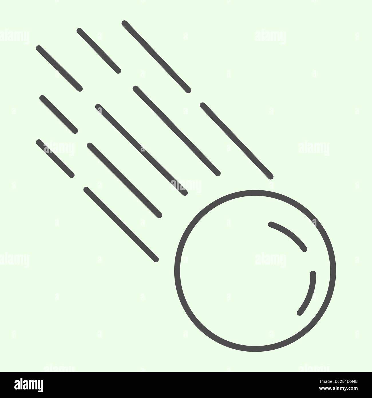 Comet thin line icon. Falling meteorite with flame or asteroid outline ...