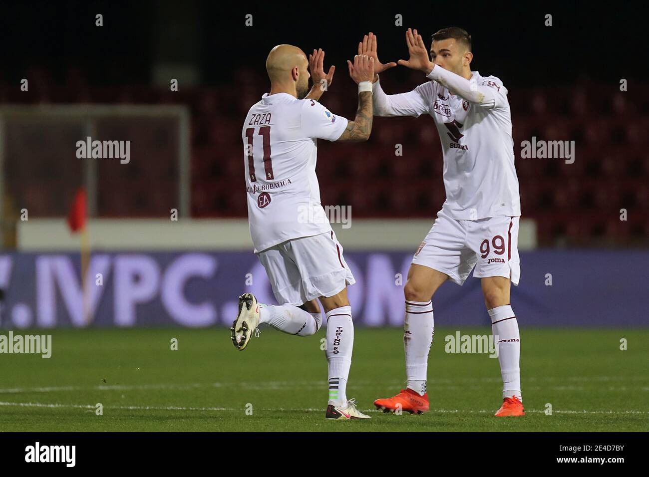 Simone Zaza (Torino FC) and Alessandro Buongiorno (Torino FC) celebrates after scoring a goal during the Serie A  - Photo .LM/Emmanuele Mastrodonato Stock Photo