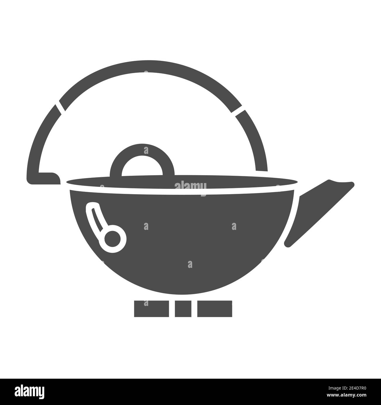 Green tea ceramic pot solid icon, Chinese tea ceremony concept