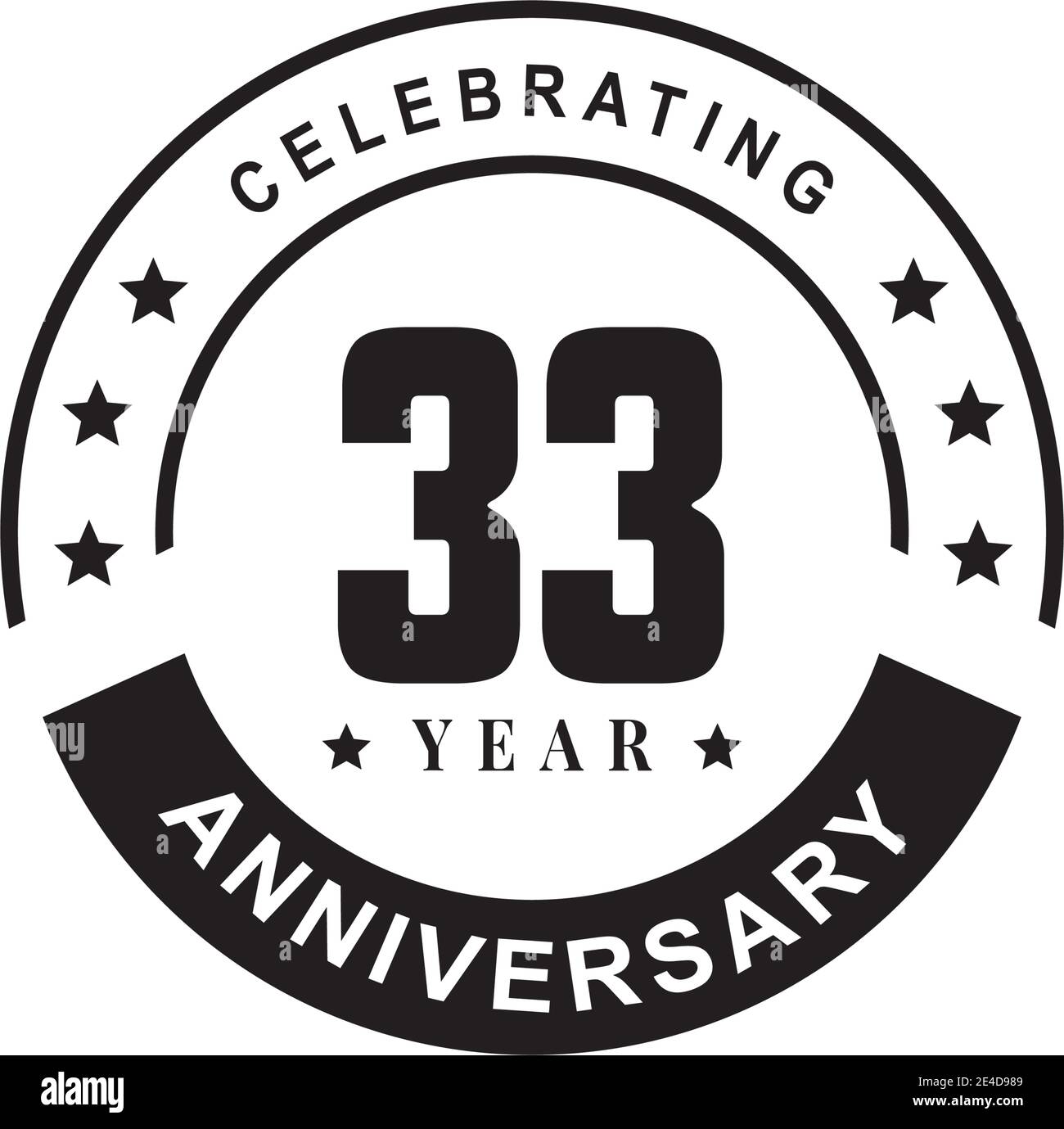33th year anniversary logo design vector template Stock Vector