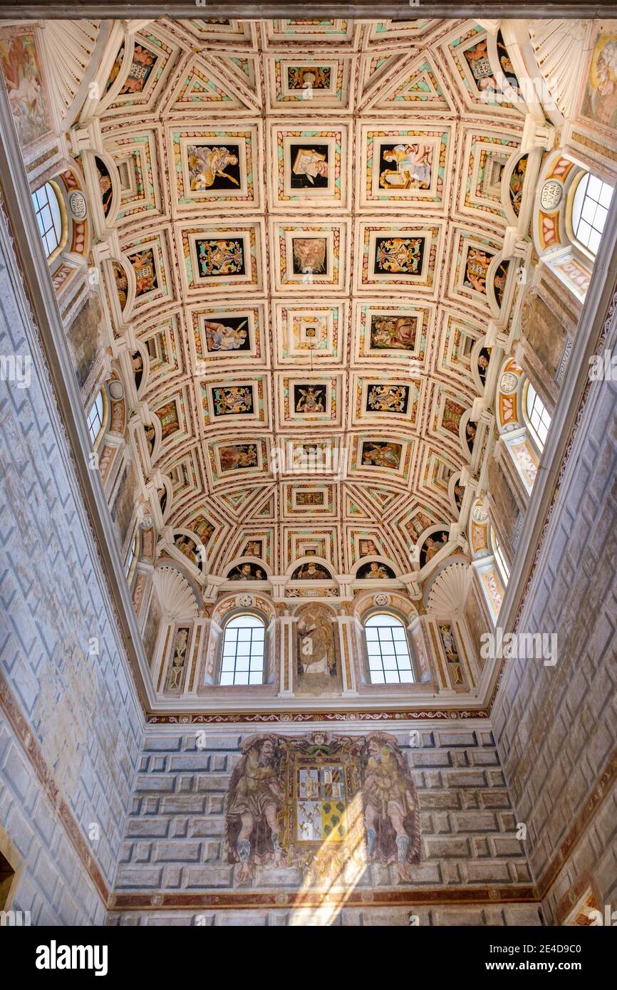 Interior ceiling paintings on the monumental staircase of Santiago ...