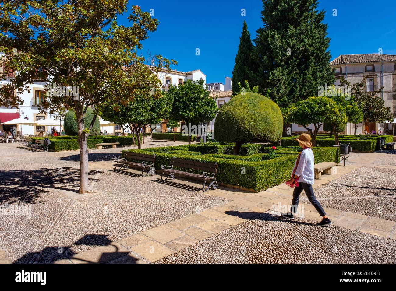 Tourist in the town hall square of Ubeda, UNESCO World Heritage Site. Jaen province, Andalusia, Southern Spain Europe Stock Photo