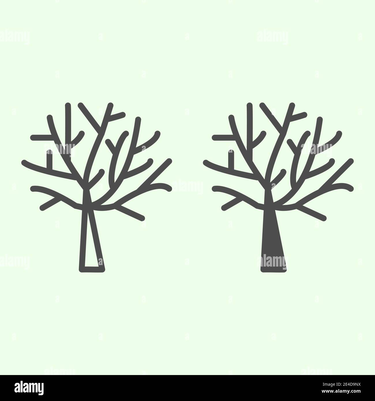 Bare tree line and solid icon. Halloween dead leafless plant style pictogram on white background. Nature death with bare branches for mobile Stock Vector Image & Art - Alamy